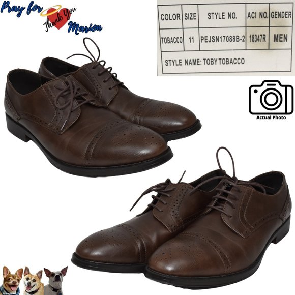 Perry Ellis Portfolio Toby Oxford Tobacco Dark Drown  11 Medium PEJSN17088B-2 - Picture 1 of 9